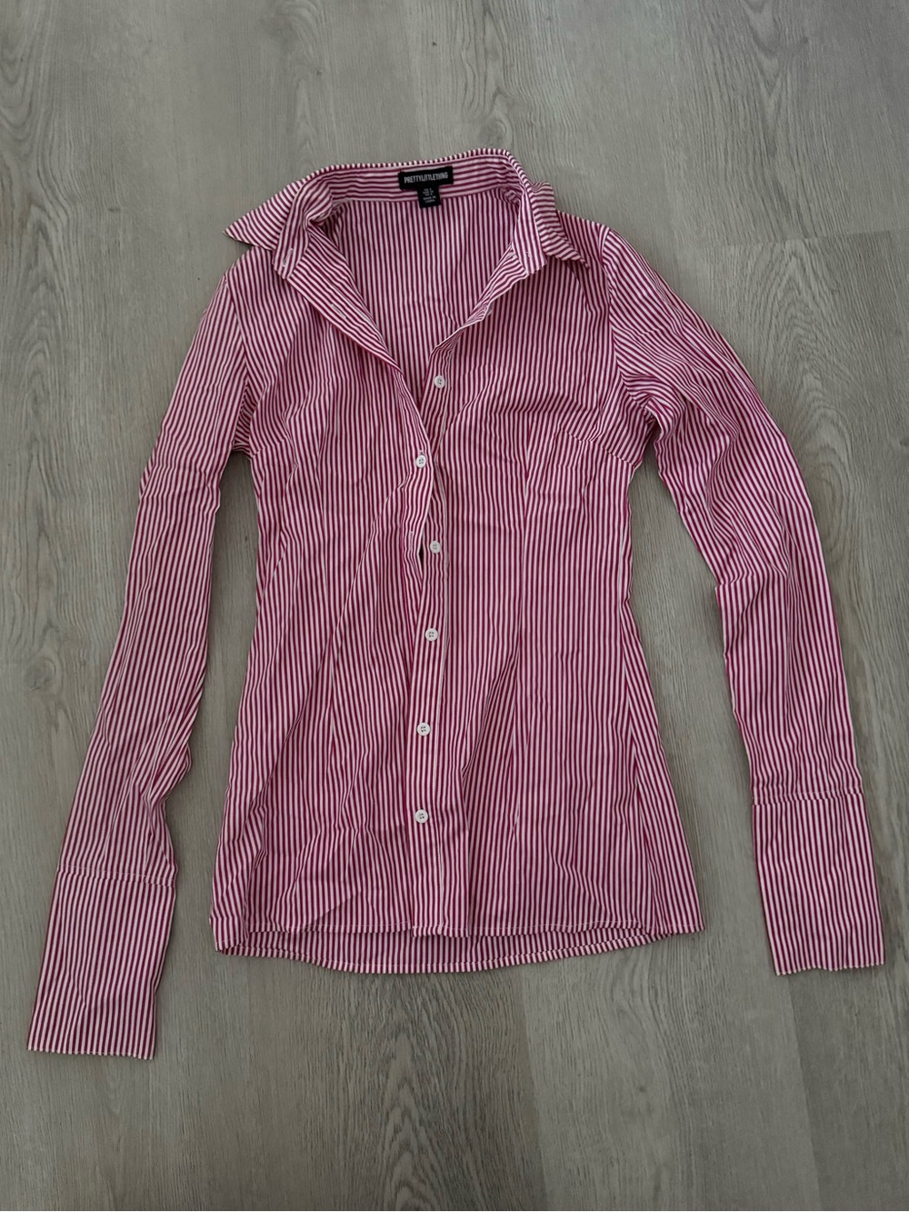 Hot Pink and White Narrow-Stripe Button-Down Shirt